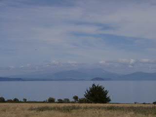 Lake Taupo, Blick nach Sden zum Tongariro NP